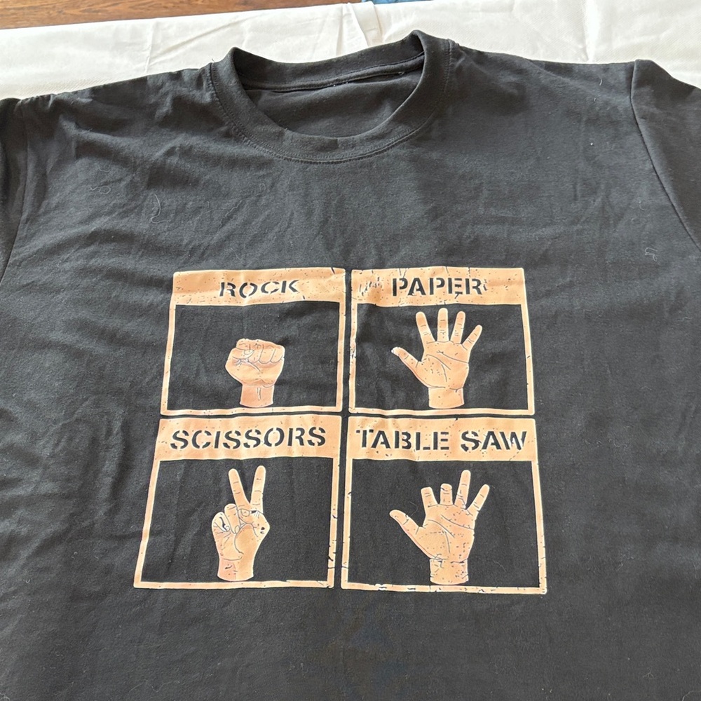 Black Tee with Rock Paper Scissors Graphic